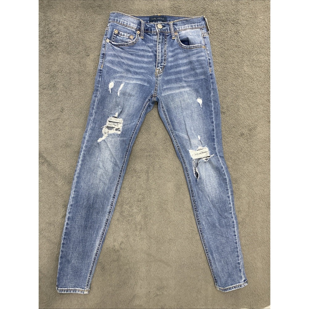 Aeropostale Jeans Women's Aero Cheeky Jegging Blue Distressed Size 6